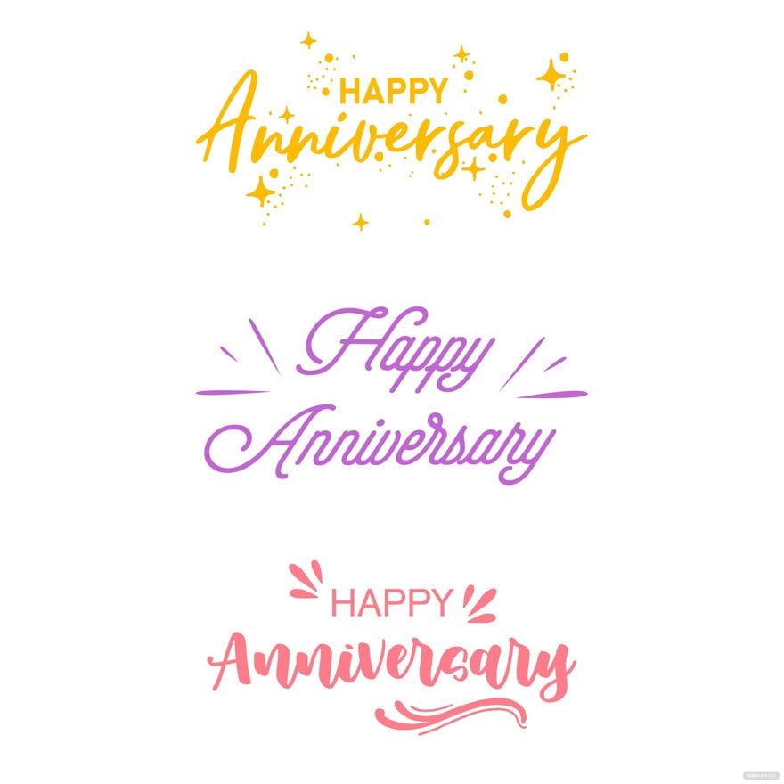 Happy Anniversary Lettering Vector Template