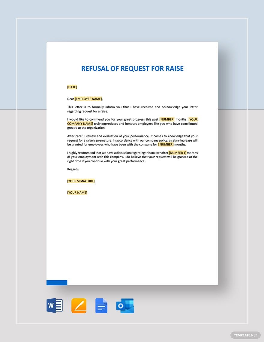Commendation and Refusal of Request for Raise Template