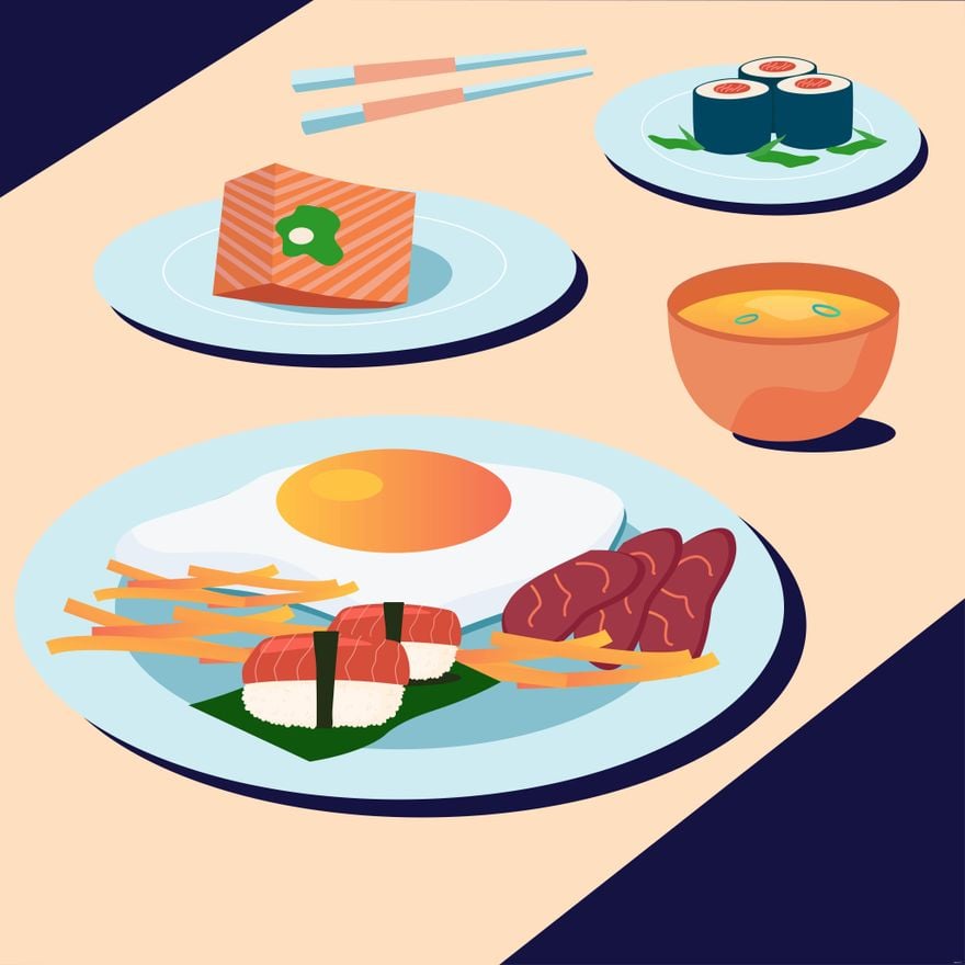 Korean Food Illustration in Illustrator, EPS, SVG, JPG, PNG