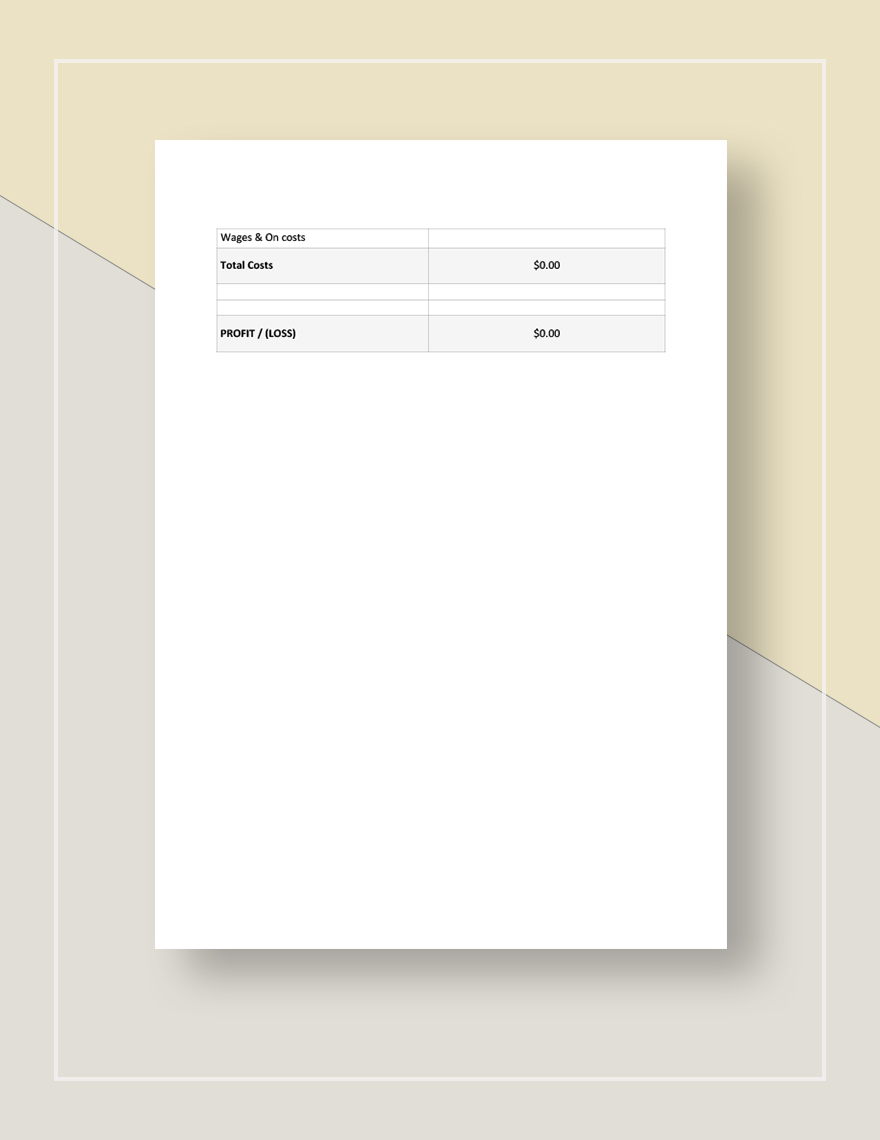 Profit Loss Statement Template