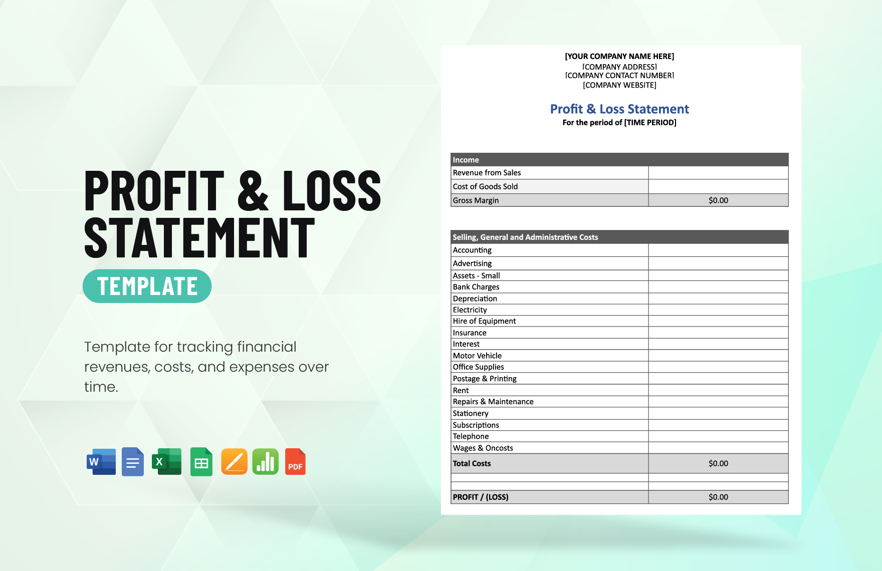 Profit & Loss Statement Template in Word, Google Docs, Excel, PDF, Google Sheets, Apple Pages, Apple Numbers
