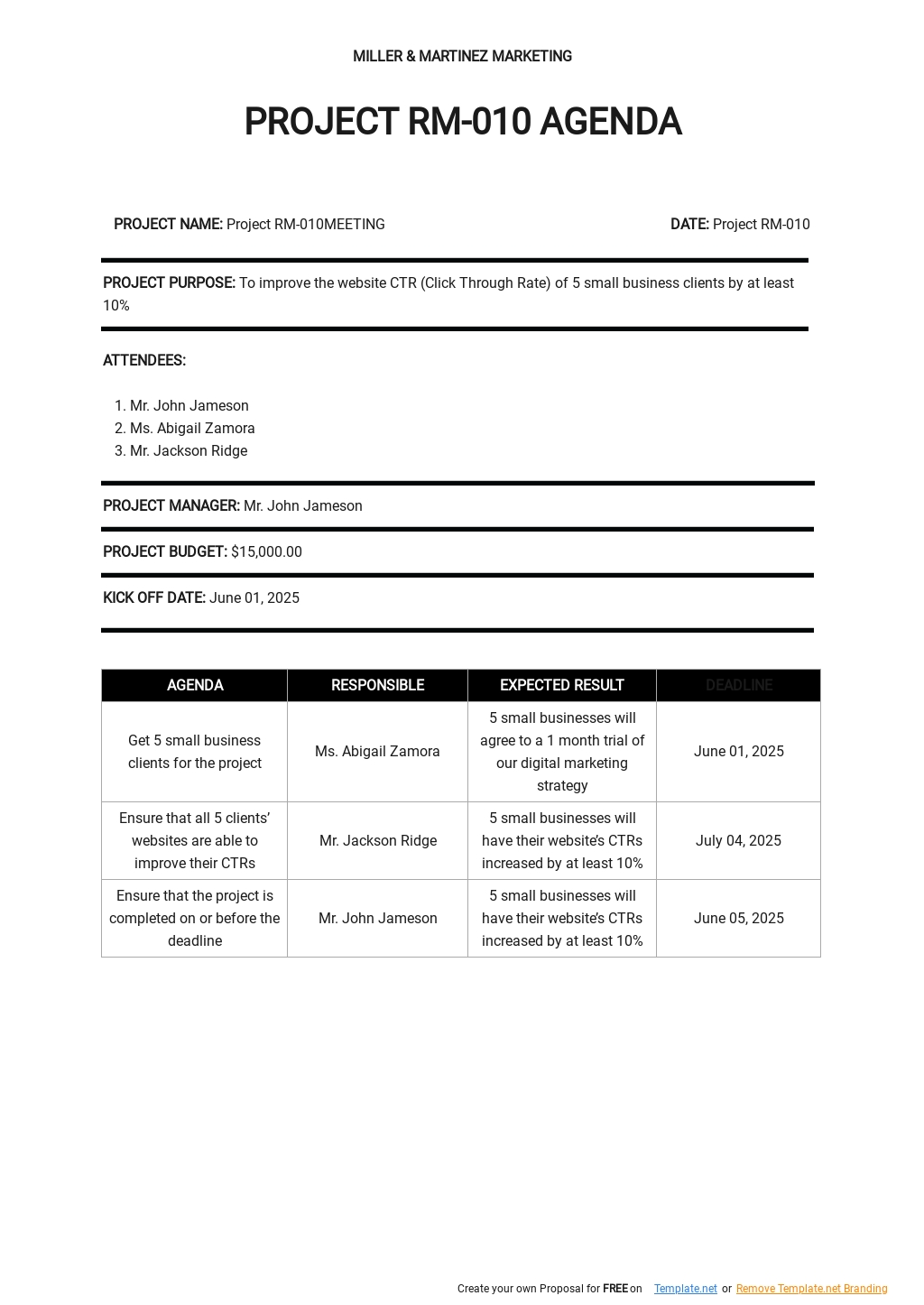 Google Docs Agenda Template