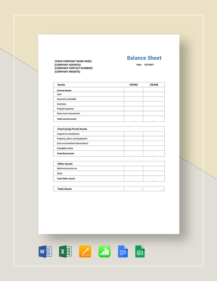 FREE Balance Sheet Templatess - Microsoft Word (DOC) | Template.net