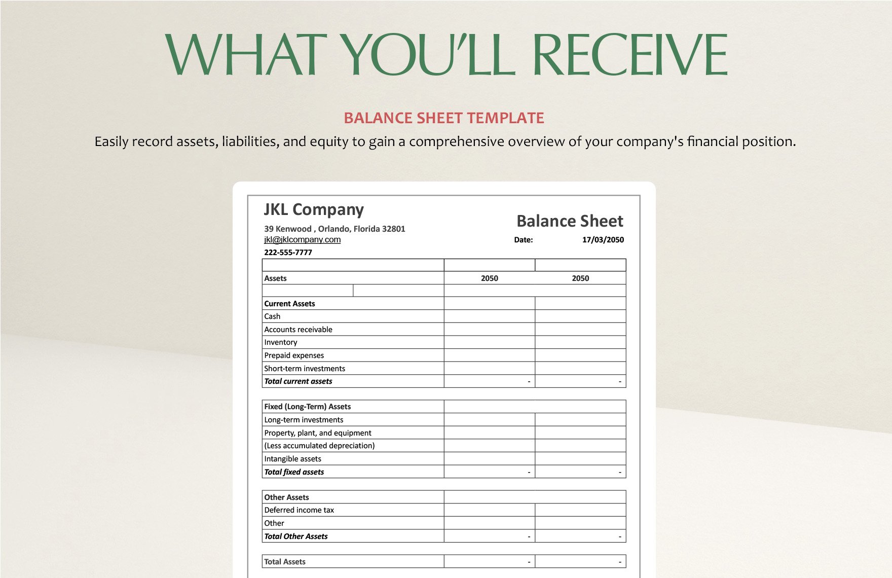 Balance Sheet Template