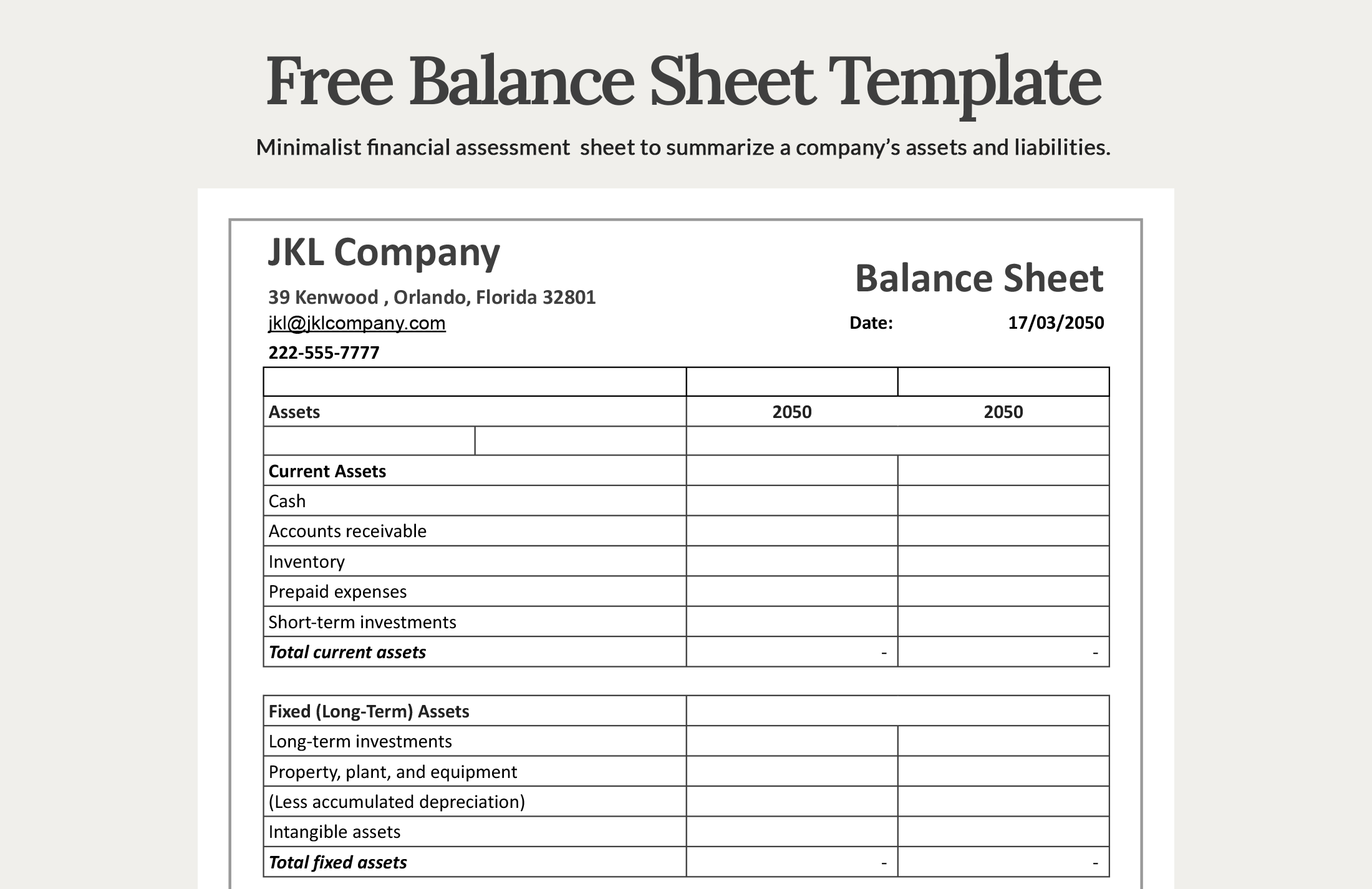Balance Sheet Template Google Docs