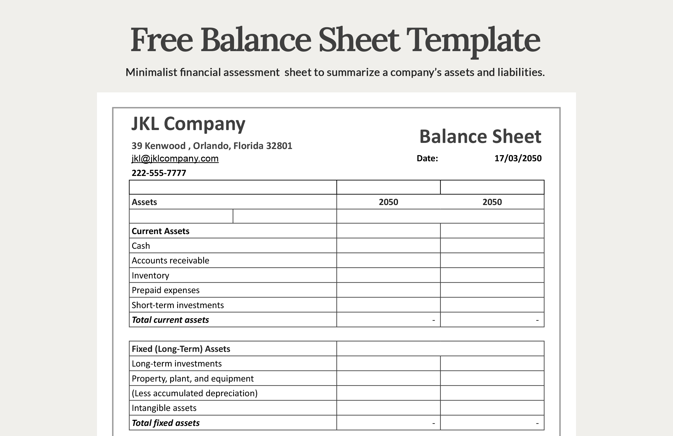 Simple Balance Sheet Template Google Sheets