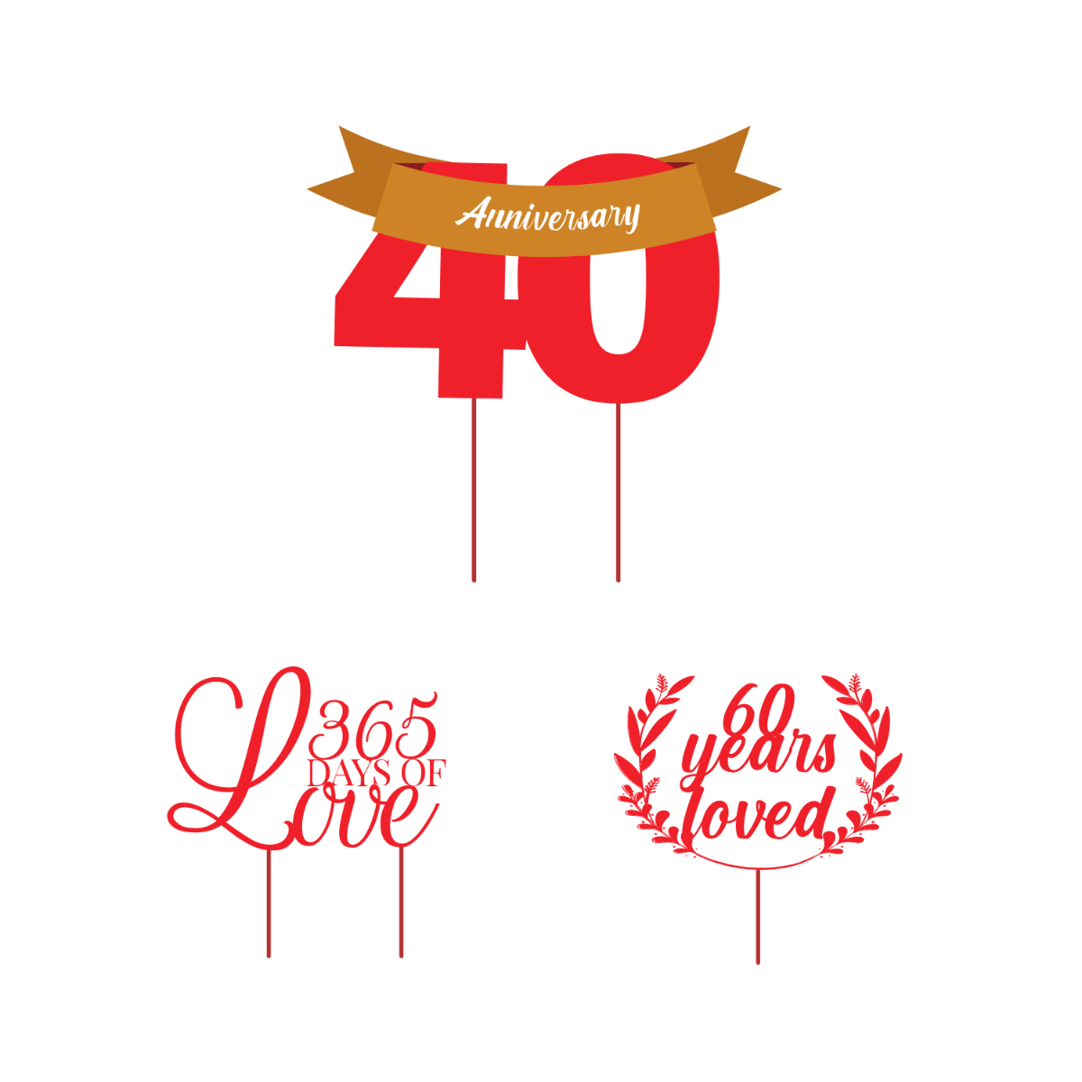 Free Anniversary Cake Topper Vector Template