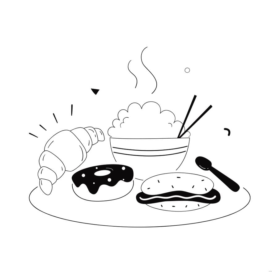 Black and White Food Illustration