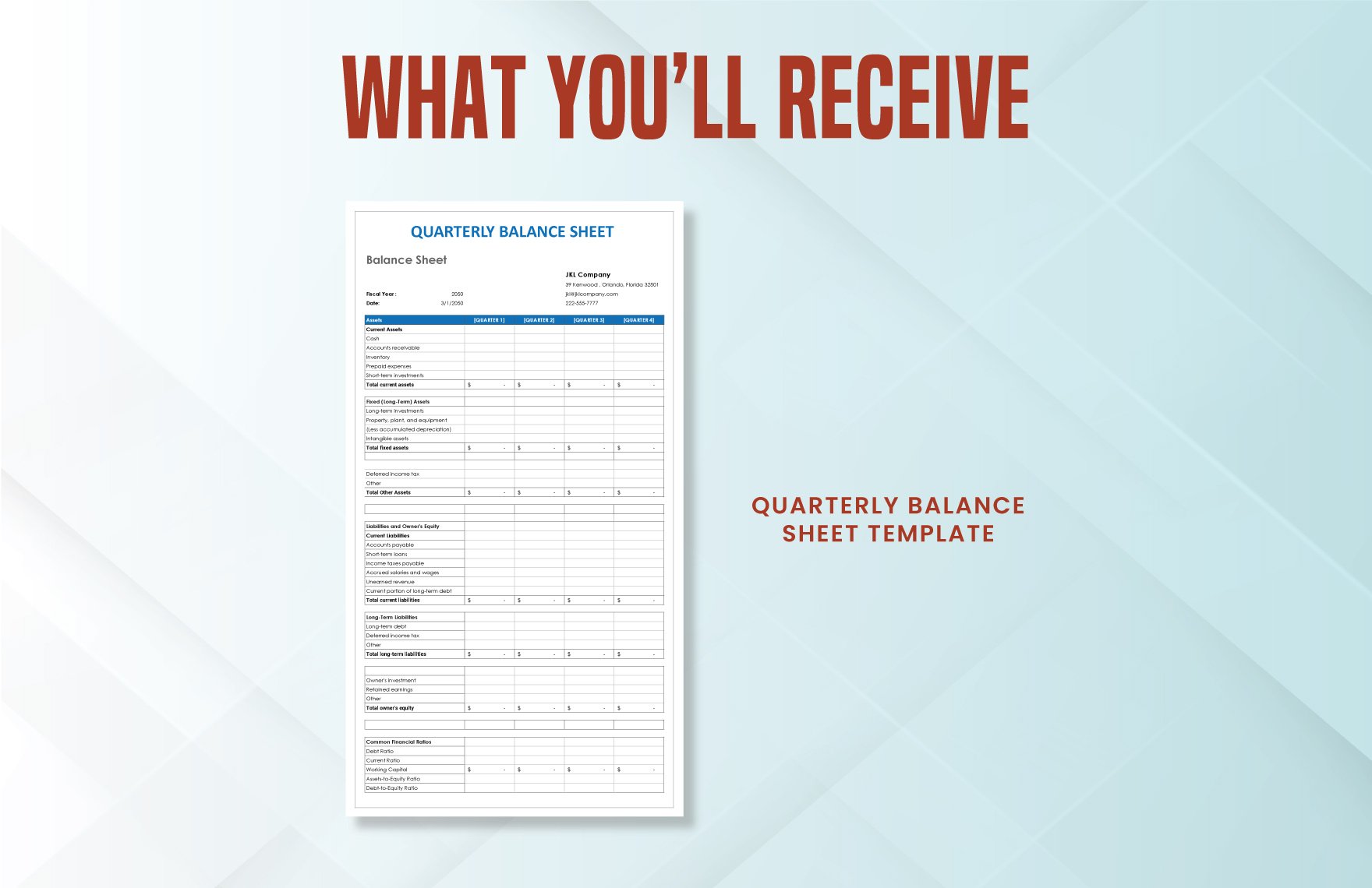 Quarterly Balance Sheet Template