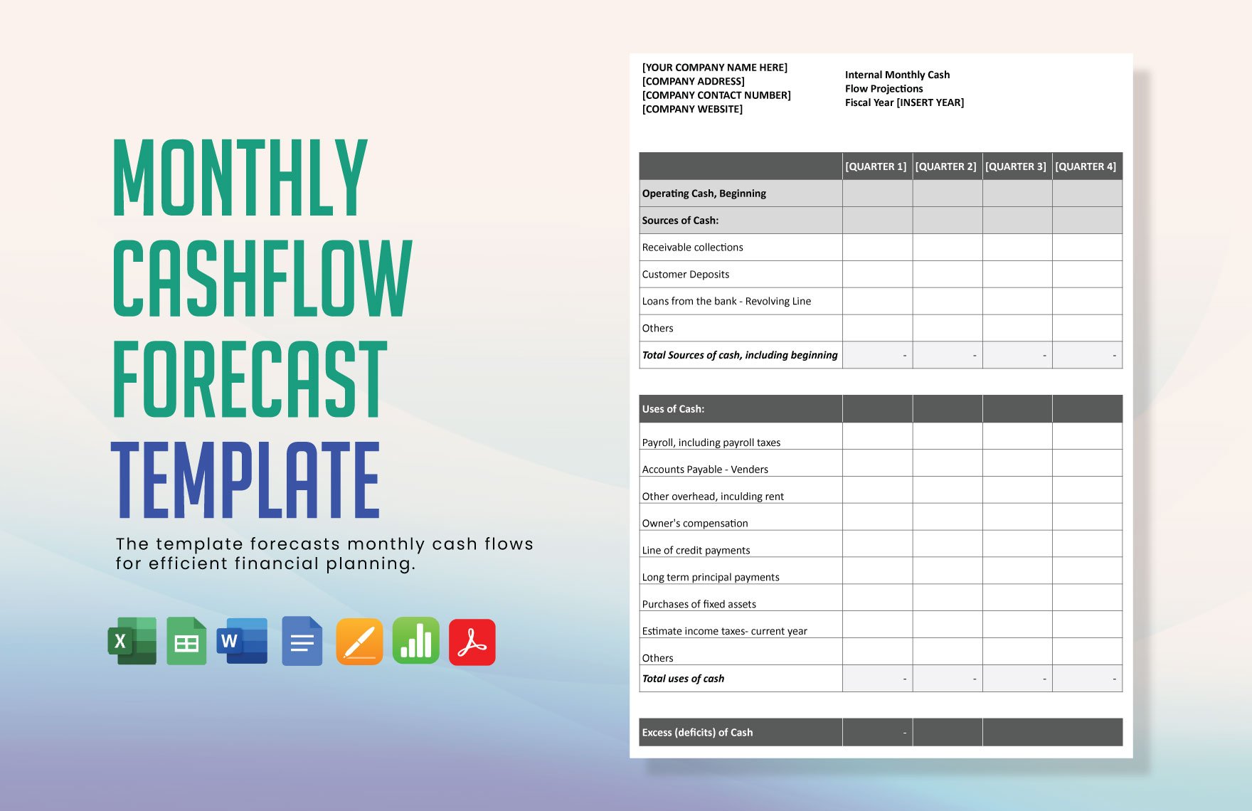 Monthly Cash Flow Forecast Template