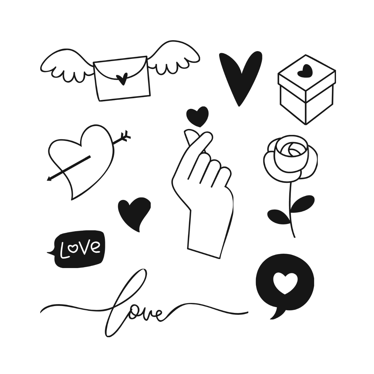 Black And White Love Vector