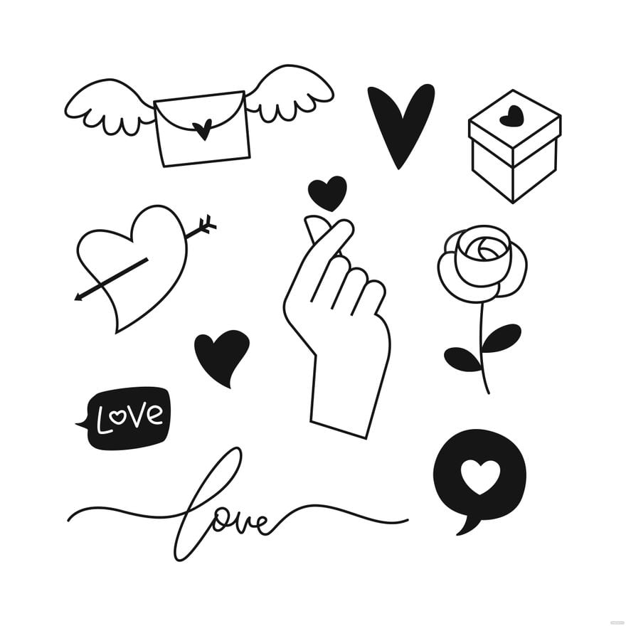 Black And White Love Vector in Illustrator, EPS, SVG, JPG, PNG