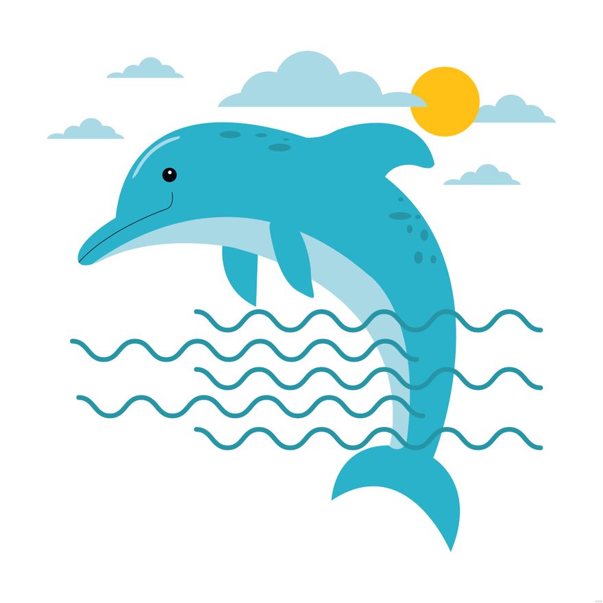 Dolphin Illustration in Illustrator, EPS, SVG, JPG, PNG