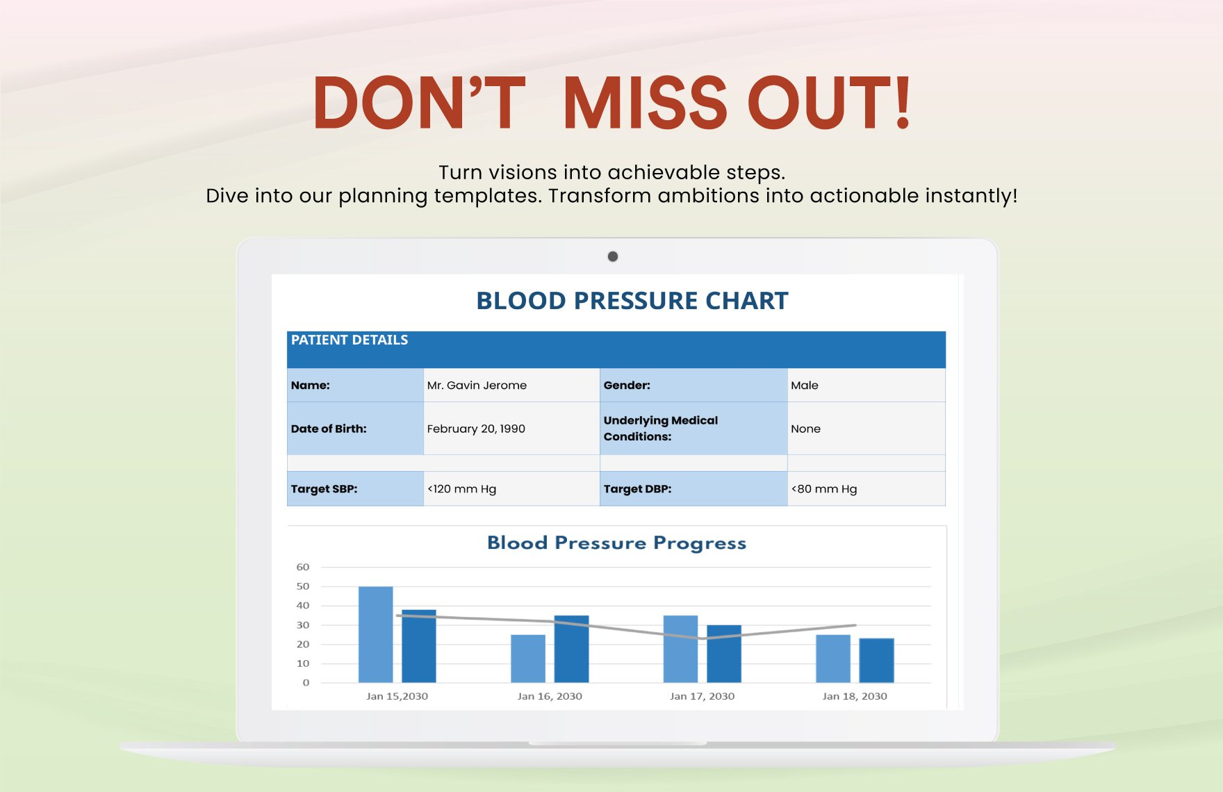 Blood Pressure Chart Template