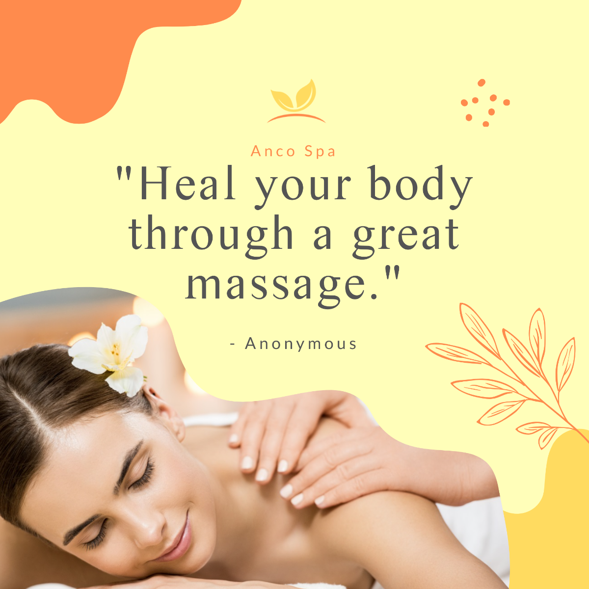 Massage Quote of the Day Post, Instagram, Facebook  Template  - Edit Online & Download