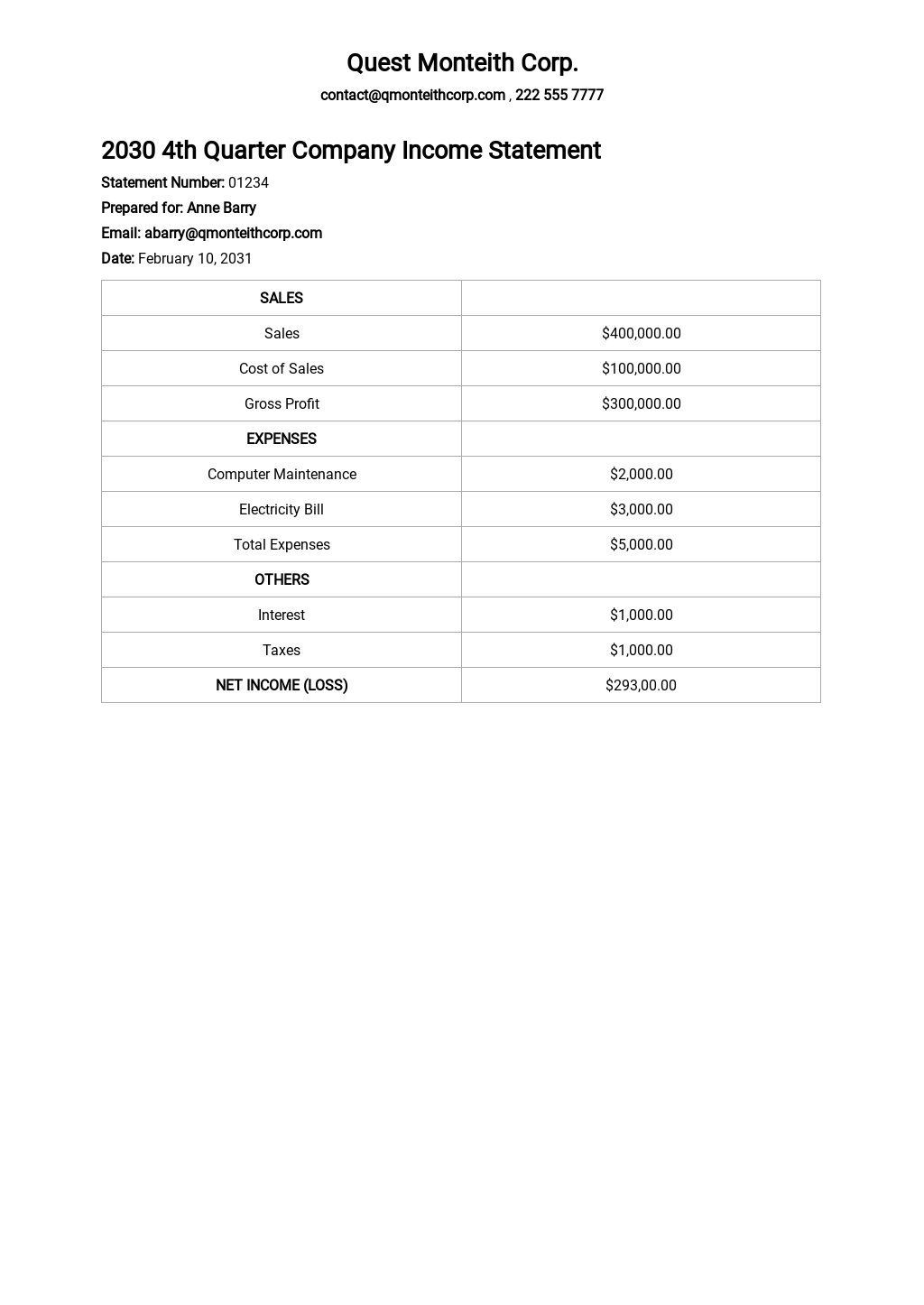 Quarterly Income Statement Template In Google Docs Word Apple Pages Template Net