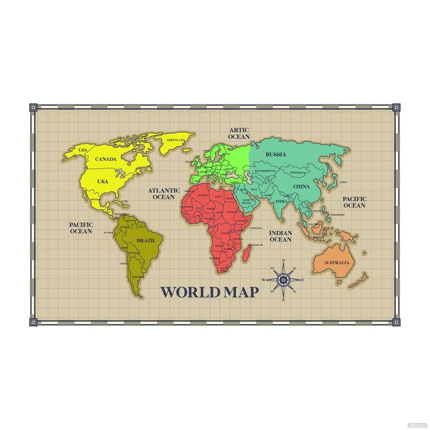 World Map Borders in Illustrator, EPS, SVG, JPG, PNG