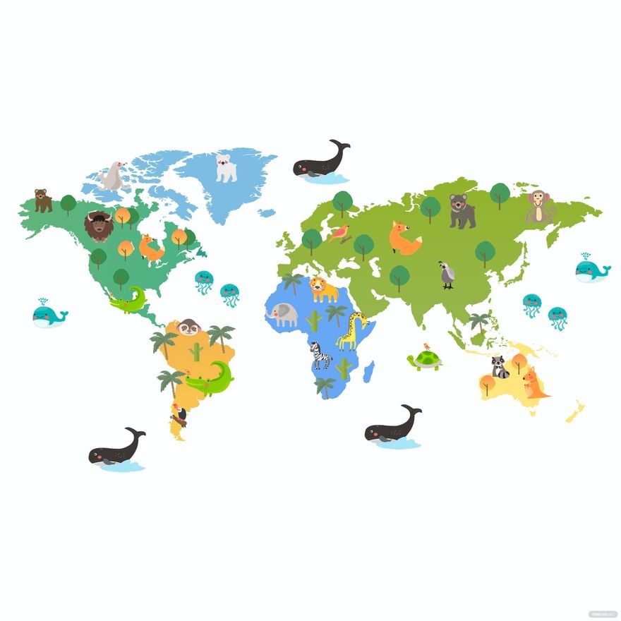 Free Animal World Map Vector