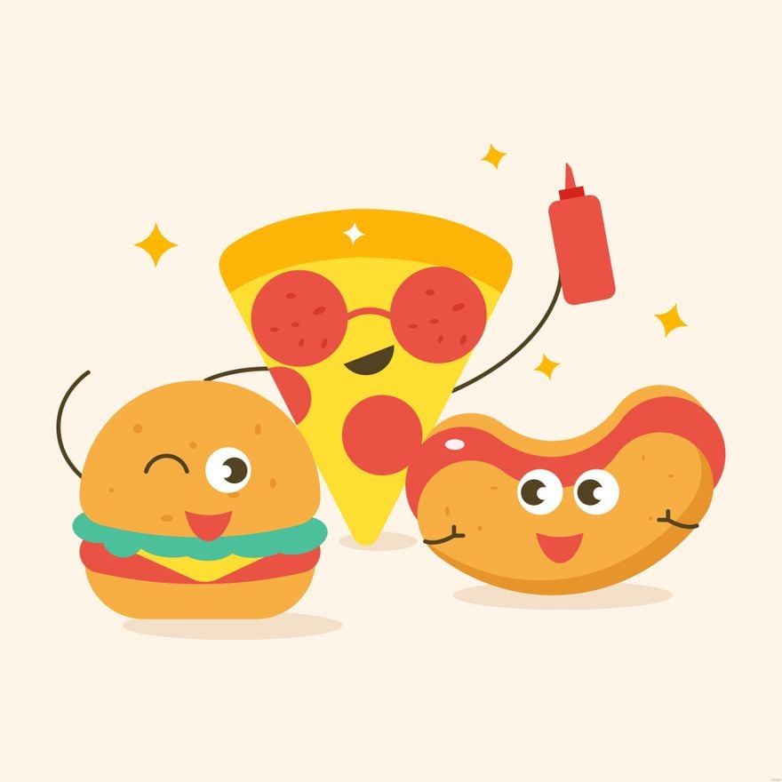 Free Fast Food Cartoon Illustration - EPS, Illustrator, JPG, PNG, SVG |  