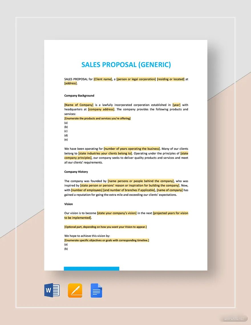 Printable Sales Proposal Template