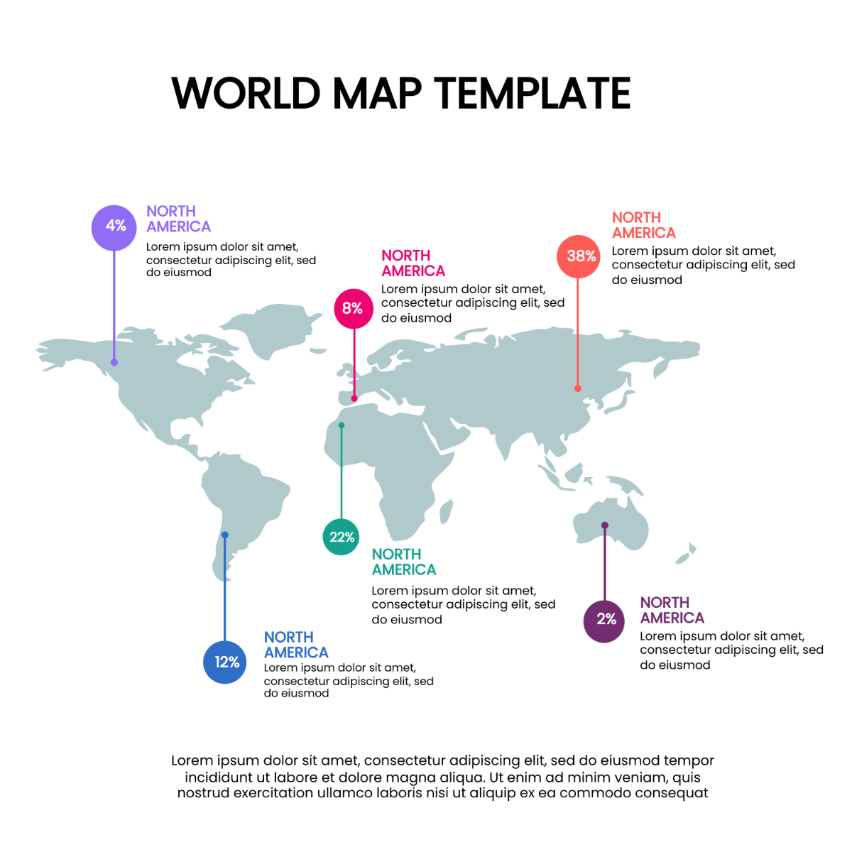 Free World Map Infographic Vector Template