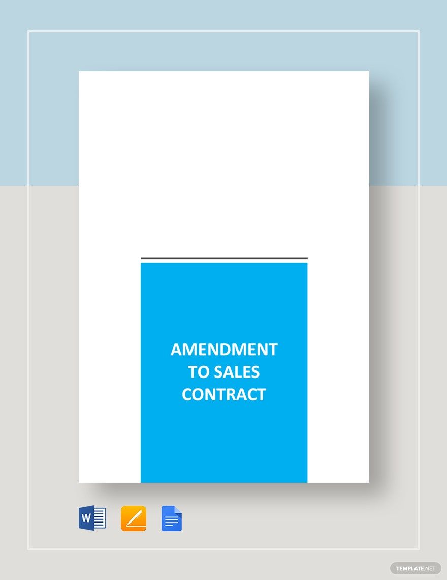 Amendment to Sales Contract Template