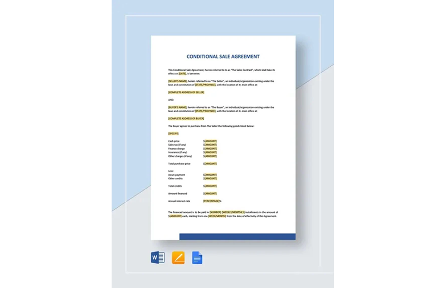 Conditional Sale Agreement Template in Word, Google Docs, PDF, Apple Pages