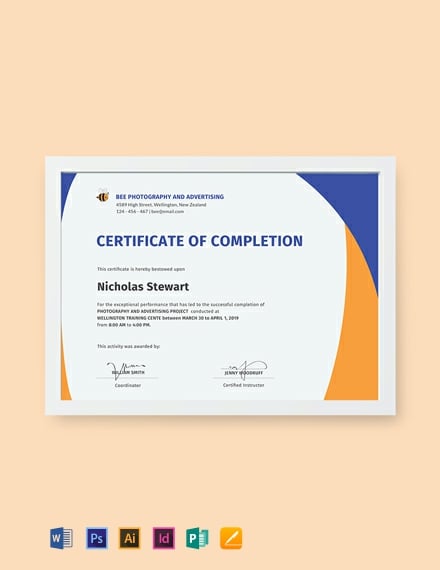 free completion certificate template 440x570