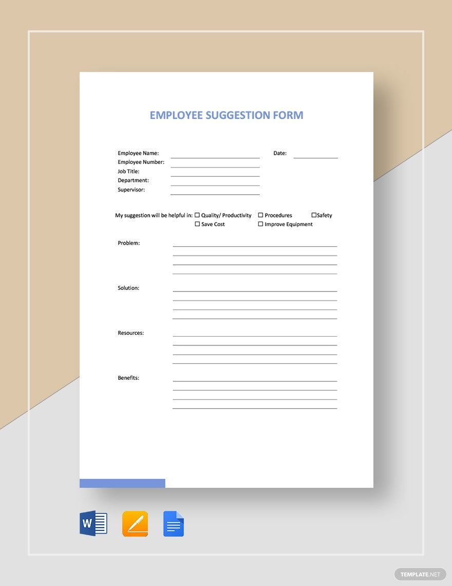 Employee Suggestion Form Template Download In Word Google Docs 