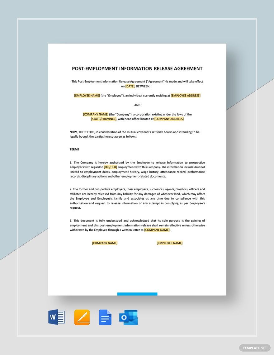 Post-Employment Information Release Agreement Template