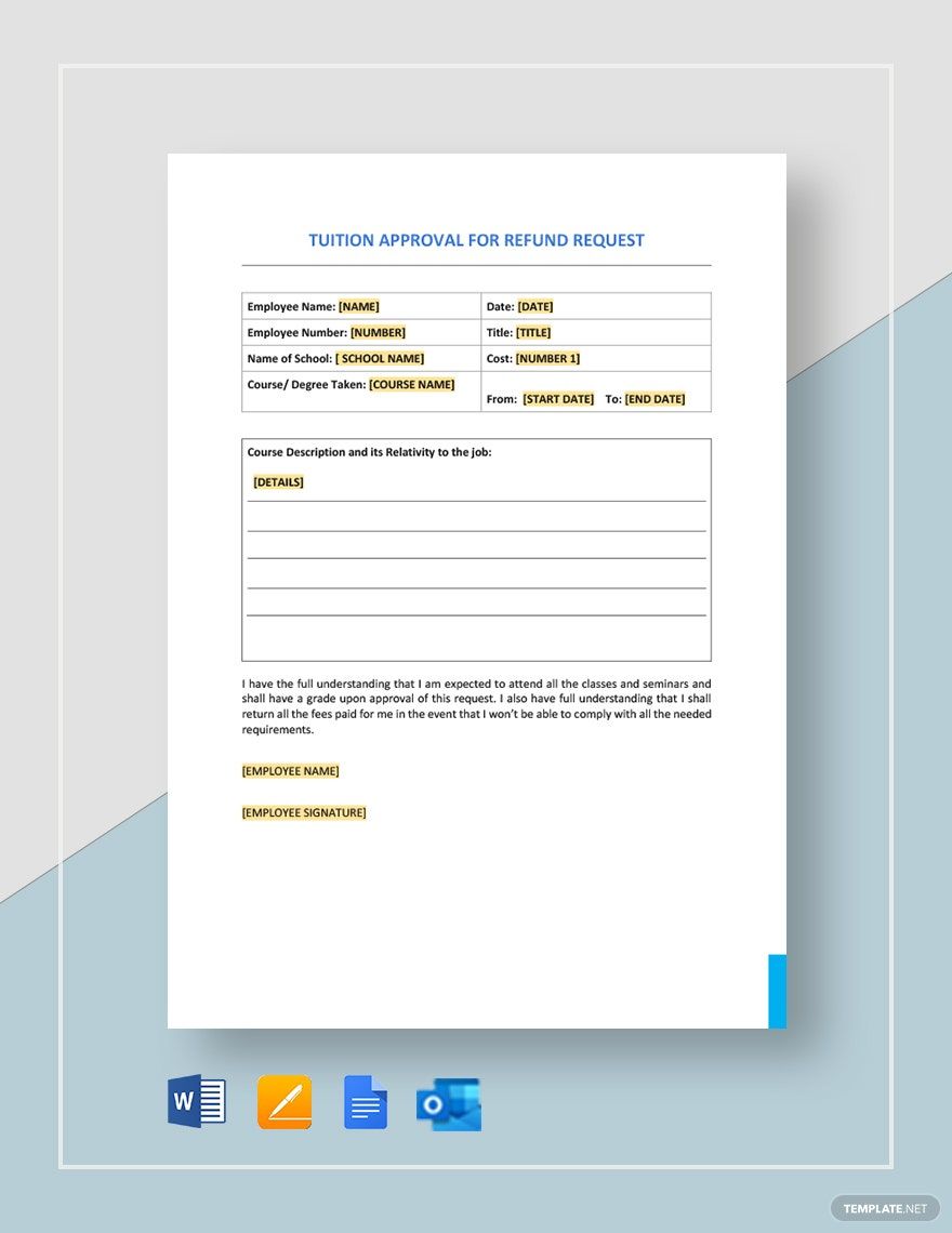 Free Tuition Approval for Refund Request Template