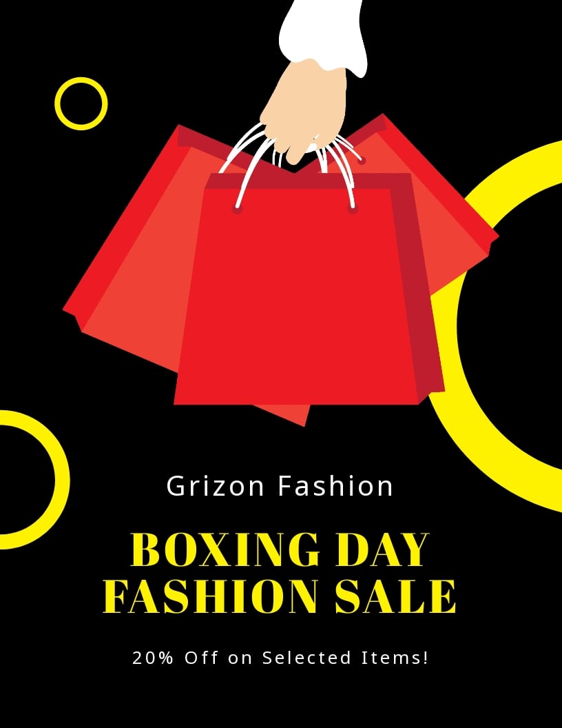 Free Boxing Day Fashion Sale Flyer Template in Word, Google Docs, PSD, Apple Pages, Publisher