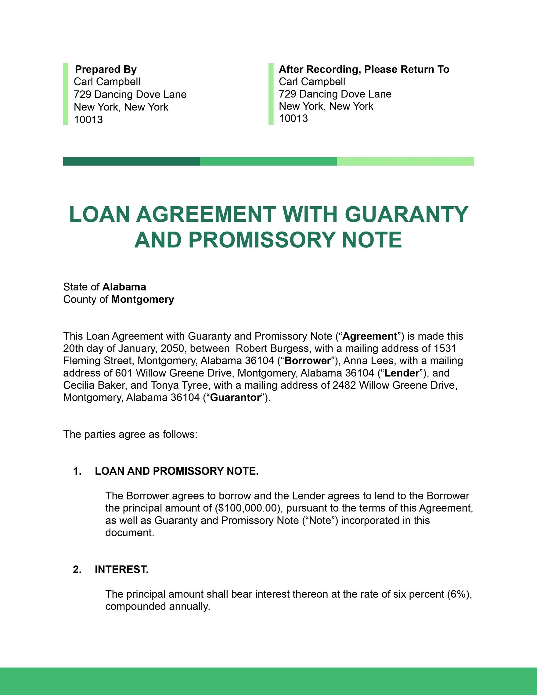 Loan Agreement with Guaranty and Promissory Note Template