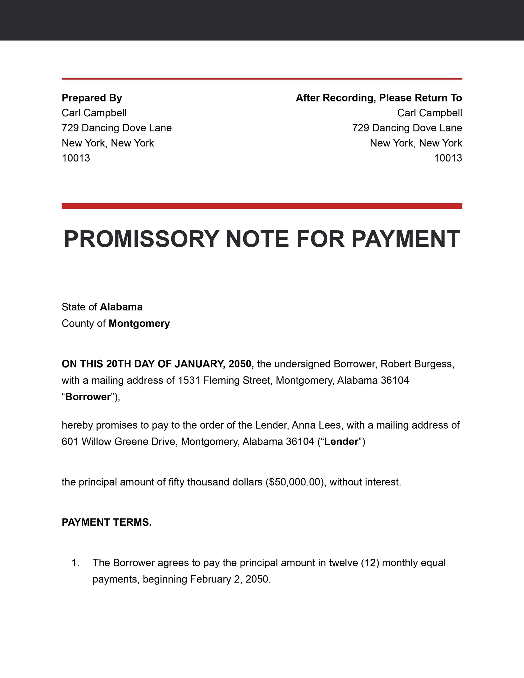 Promissory Note for Payment Template in Google Docs, PDF, Word - Download | Template.net