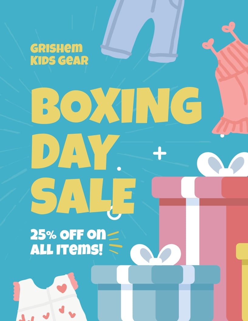 Boxing Day Kids Fashion Sale Flyer Template in Word, Google Docs, PSD, Apple Pages, Publisher