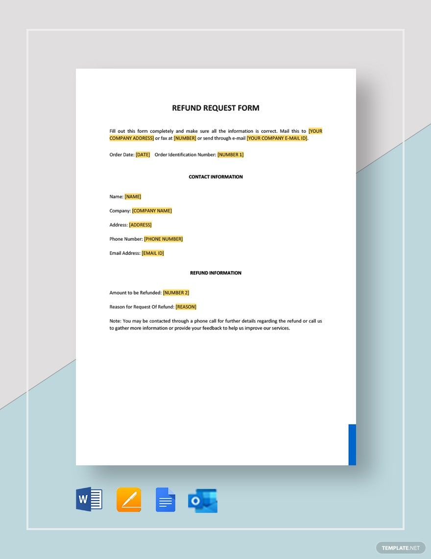 Printable Refund Form Template