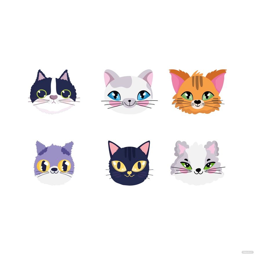 Cat Face Vector in Illustrator, SVG, JPG, EPS, PNG - Download