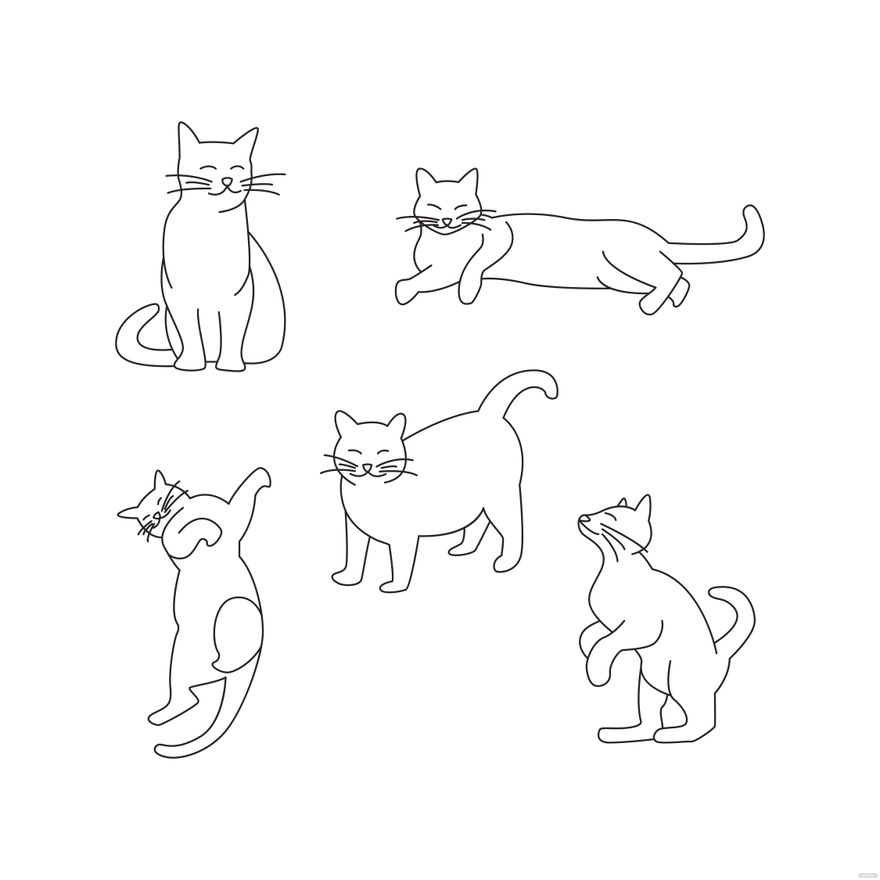 Cat Outline Vector in Illustrator, EPS, SVG, JPG, PNG