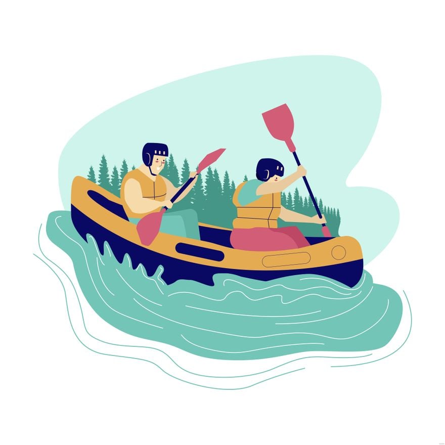 White Water Rafting Illustration