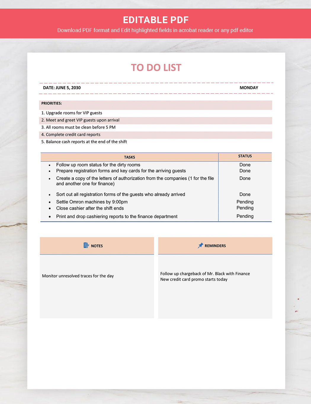 Daily To-Do List Template