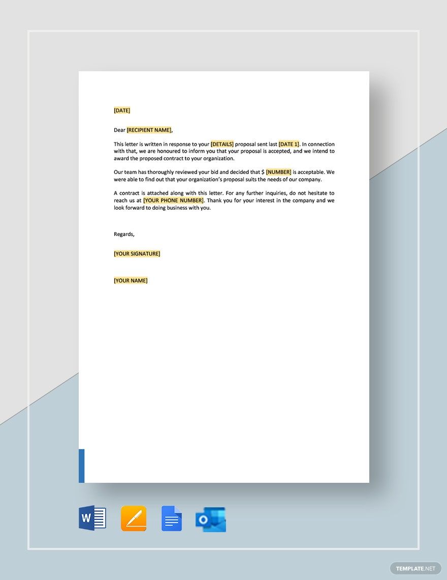 Awarding Contract Letter Template