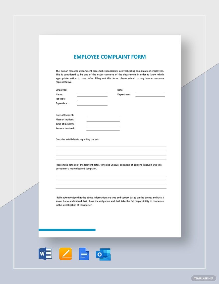 Employee Complaint Form Template