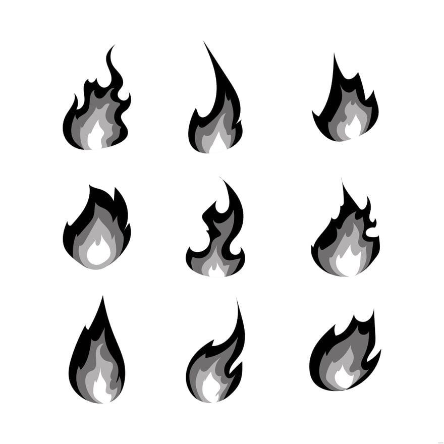 Free Black and White Fire Illustration