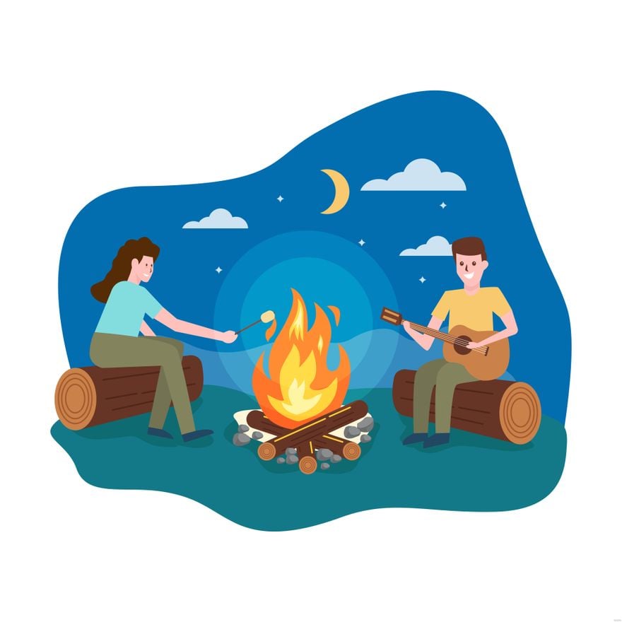 Free Campfire Illustration in Illustrator, EPS, SVG, JPG, PNG
