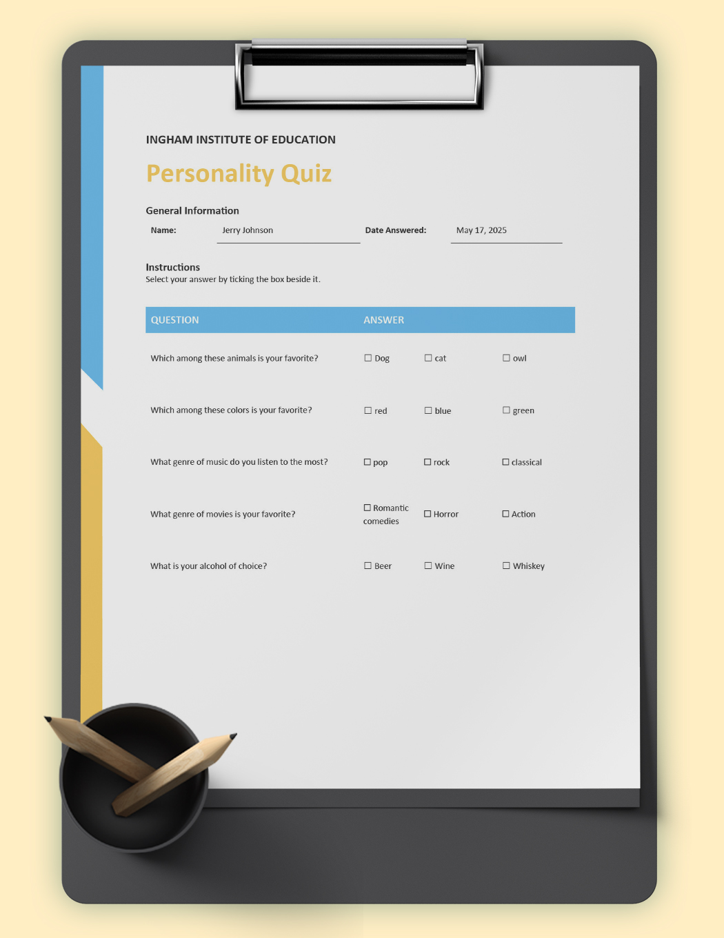 Personality Quiz Template in Word, Google Docs, PDF, Pages Download