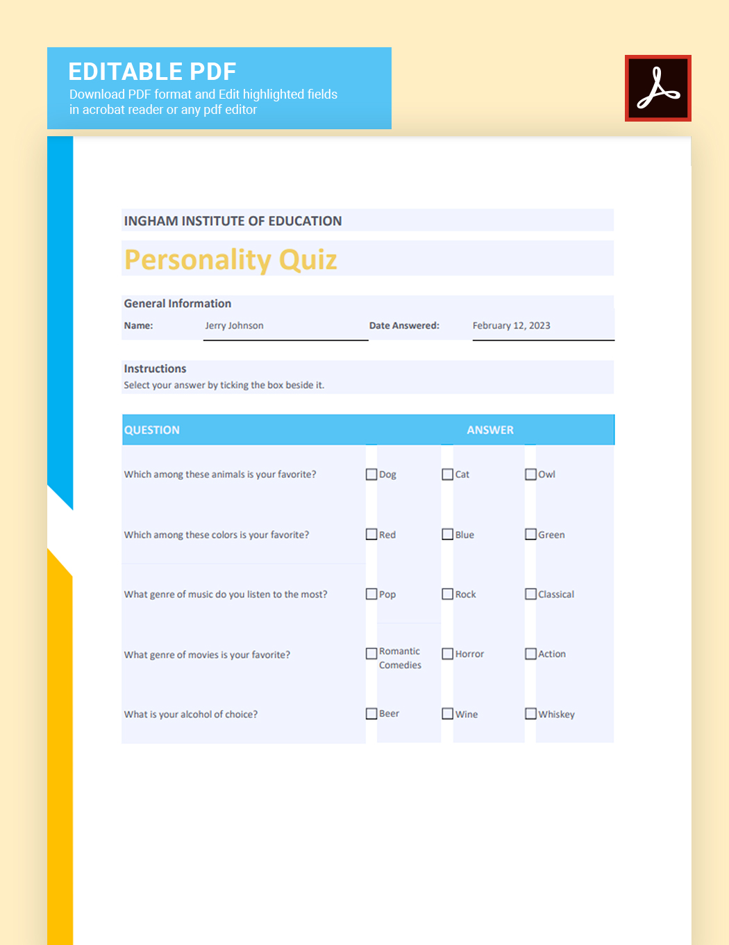 Personality Quiz Template