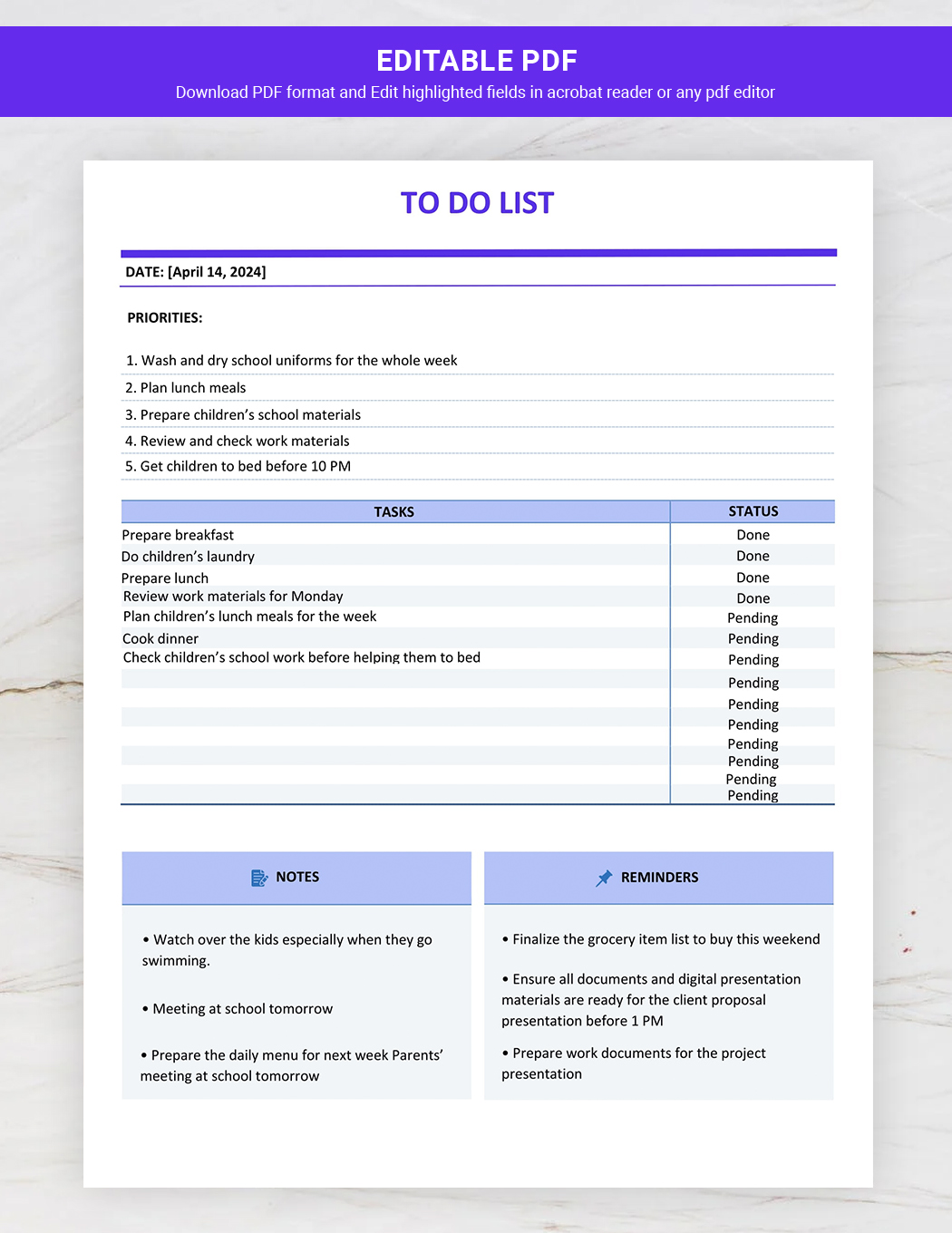 Personal To-Do List Template