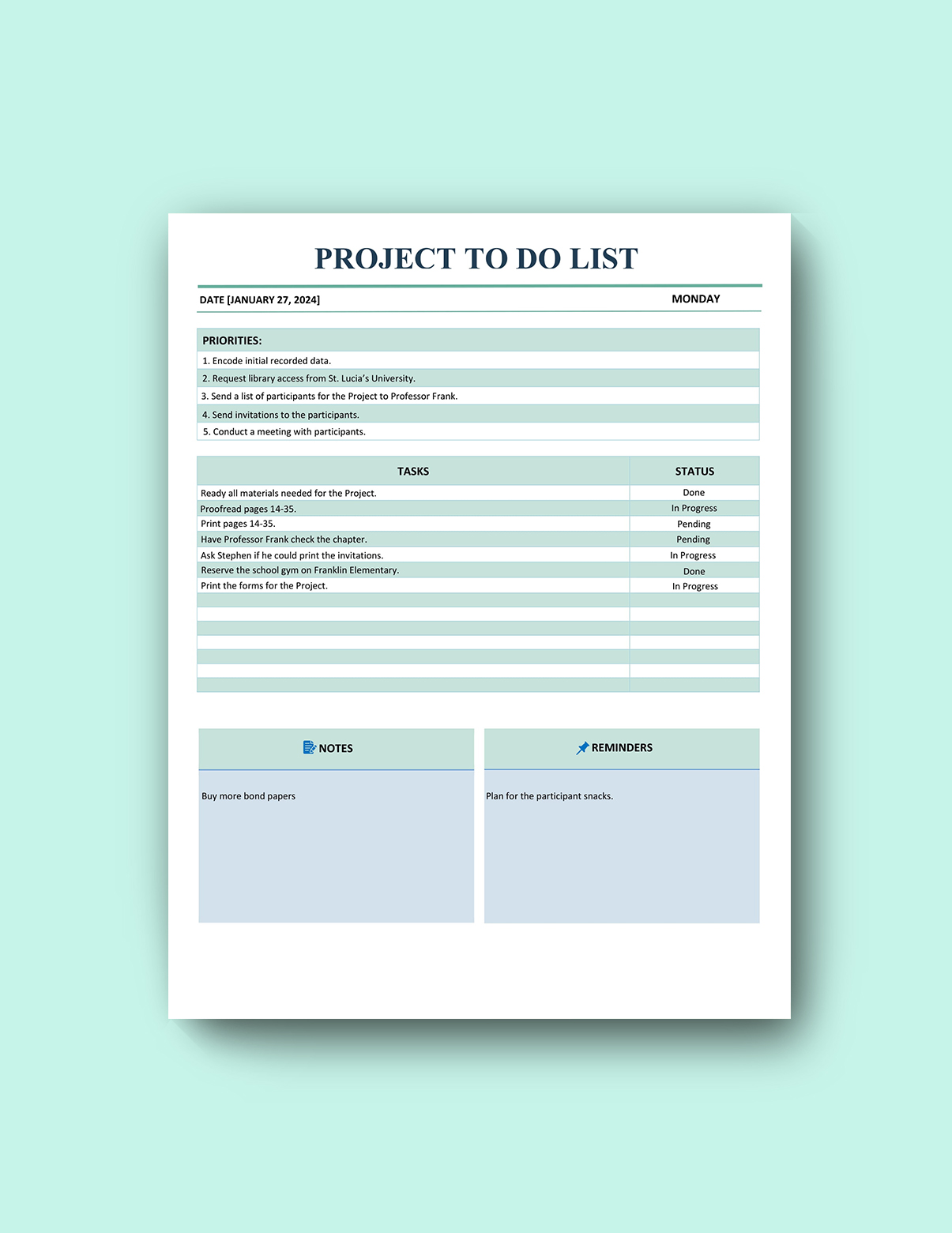 Project To-Do List Template