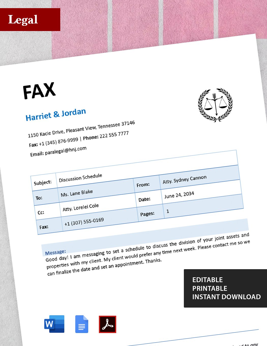 Law Firm Fax Cover Sheet Template