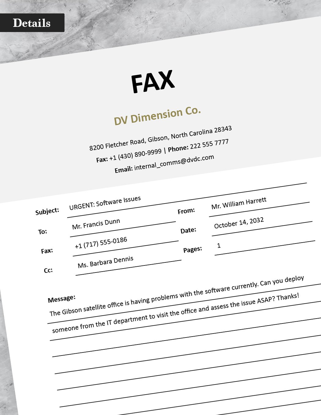 Tech Fax Cover Sheet Template
